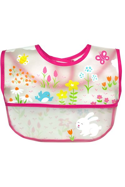 iplay 9-18months Pink Baby Girl Leakproof Eva Fabric Food Bib with Velcro and Pockets