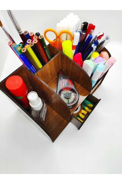 Notpa Ahşap Tek Çekmeceli Kalemlik Çocuklar Için Masaüstü Kalem Kutusu Organizer