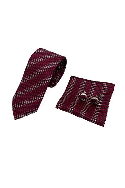 Brianze Red Tie Handkerchief Cufflink Boxed Gift Set