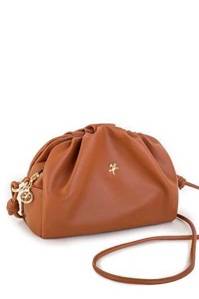 Lifonbag حقيبة يد وكتف نسائية برباط طويل وحزام متقاطع بلون أسمر ضارب للصفرة