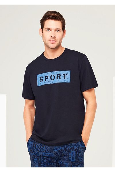 Mod Collection طقم شورت رياضي باللون الأزرق الداكن للرجال