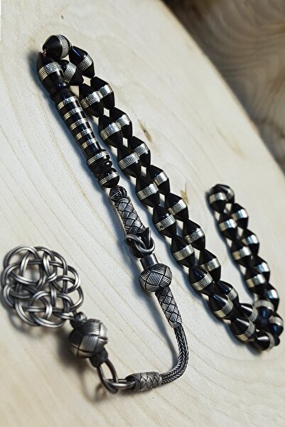 OTTOTESBİH Barley Cut Blackened Kuka Rosary Silver Tassel