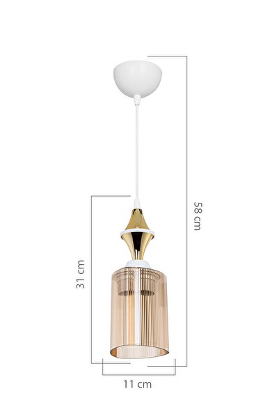 Modelight Akses Beyaz Karo Gold Tekli Üçgen Bal Sarkıt