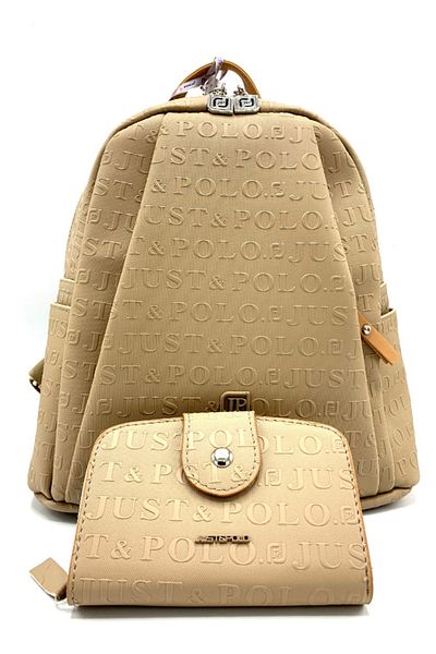 Just Polo New Season Women's Mink Backpack and Wallet Combination