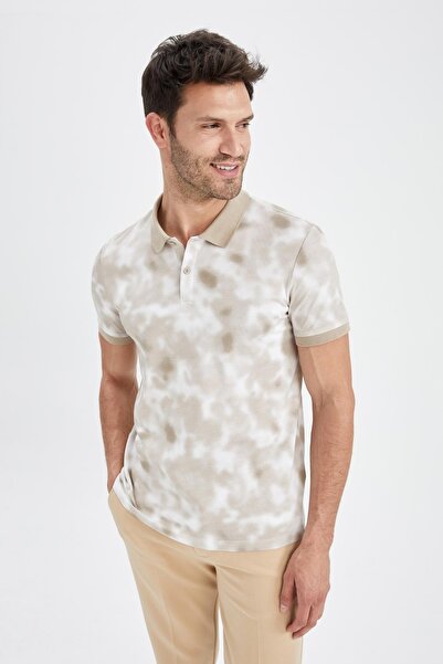 DeFacto Modern Fit Polo Neck Patterned Short Sleeve T-Shirt