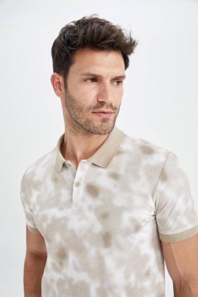 DeFacto Modern Fit Polo Neck Patterned Short Sleeve T-Shirt