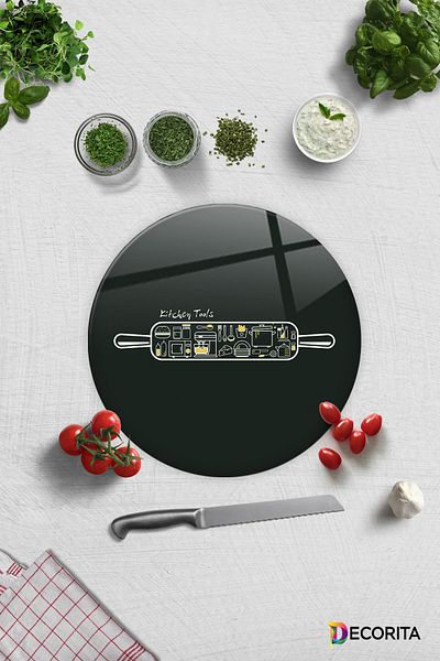 Decorita 32cm Glass Cutting Board and Table - Kitchen Utensils