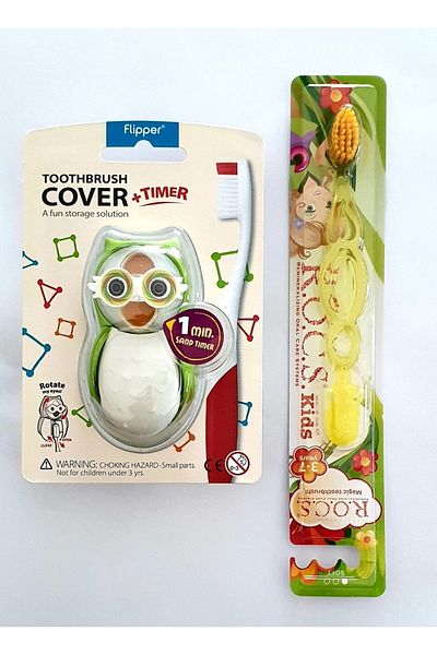 R.O.C.S. 3-7 Years R.o.c.s Green Owl Toothbrush and Container