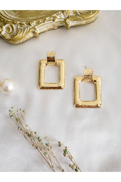 BeuBella Aksesuar أقراط ريترو مربعة ذهبية