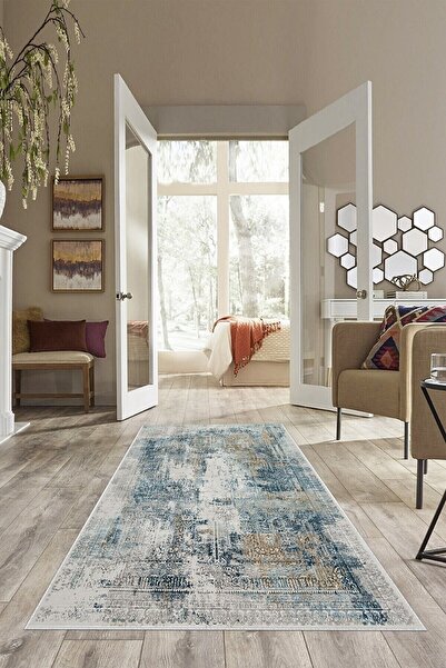 on the clouds Gri Eskitme Desen Nakış Işlemeli Yıkanabilir Kaymaz Taban Leke ...