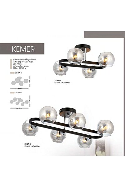 Luzmar Aydınlatma Kemer 6lı Avize