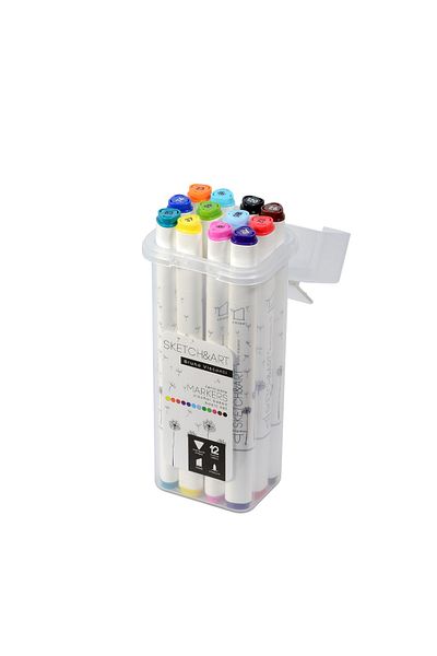 Bruno Visconti Sketch & Art Double-Sided Marker Pen Set with Plastic Box 12 Pieces