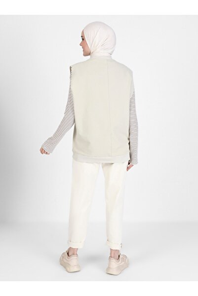 Refka Crew Neck Sleeveless Sweatshirt - Beige - Basic