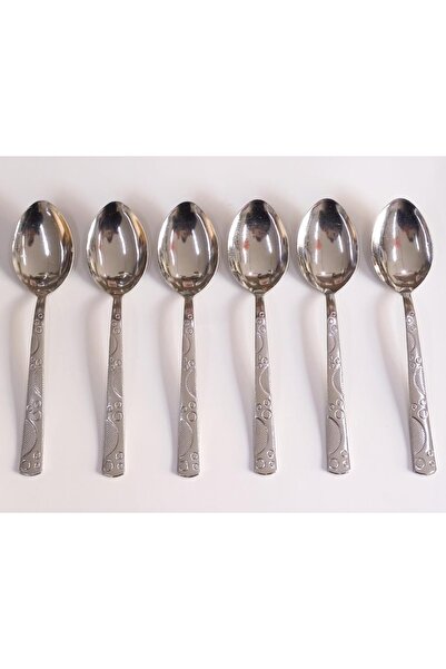 İstoç Türk Paslanmaz Çelik Boncuk Md22cm Yemek Kaşığı 6 Adet Orta Kalite Kaşı...