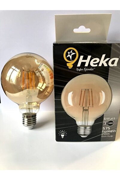 Heka Dekoratif Yuvarlak G95 Globe Model 6w Rustik Led Ampul E27 Normal Duylu Amber Rengi