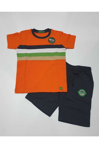 Karınca Orange Color Men's Shorts Set with Line Detail