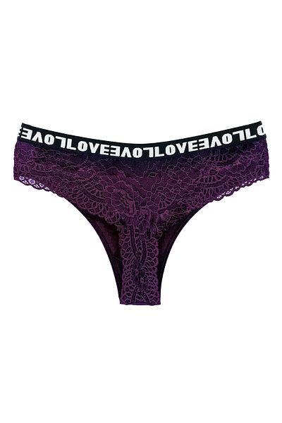 HNX Γυναικεία εσώρουχα Purple Love Rubber βαμβακερή δαντέλα πίσω στρινγκ