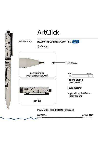 Bruno Visconti art Click" Ballpoint Pen 0.5mm-black White