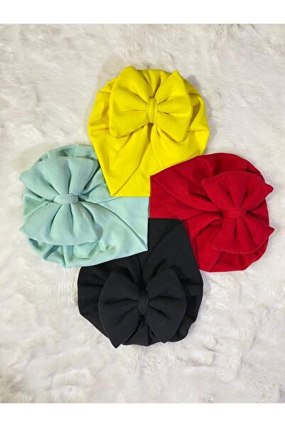 Genel Markalar Düz Renk Fiyonklu Bebek Bonesi Set