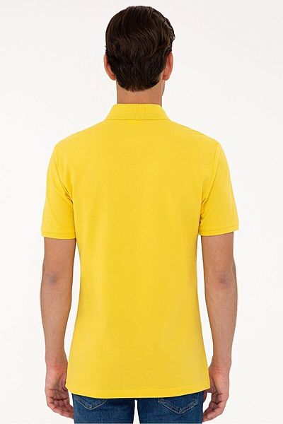 U.S. Polo Assn. Tricou galben cu gât polo pentru bărbați Basic