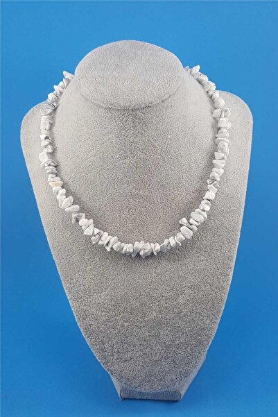 ELİZYAS قلادة نسائية مصنوعة يدوياً من الحجر الطبيعي المكسور (40 سم)