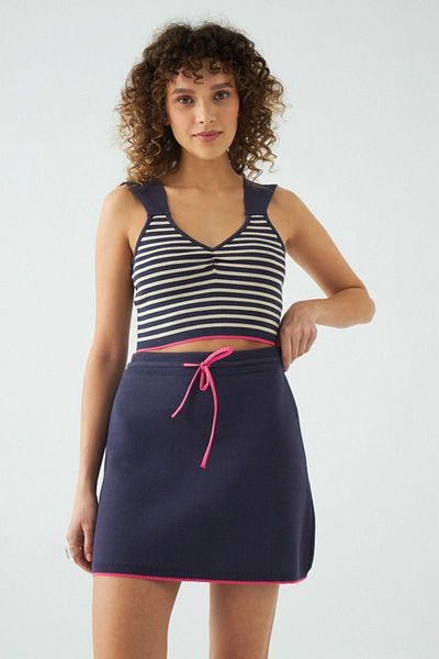 JU Beige Striped Crop Top Women