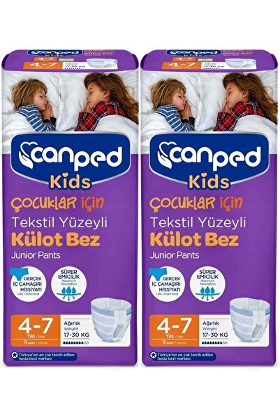 Canped Kids Çoçuklar Külot Bez Tekstil Yüzeyli Yaş:4-7 17-30 kg 18 Adet 2pkx9