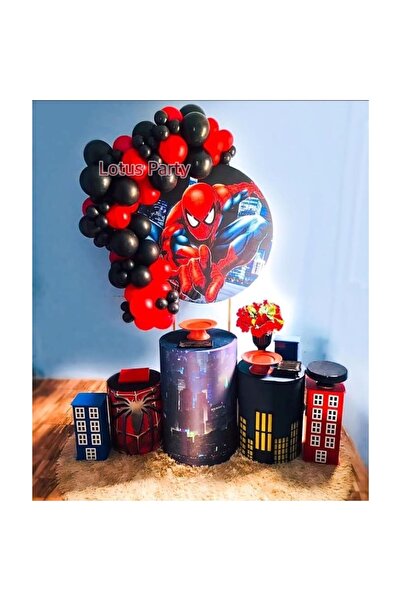 LOTUS PARTY 50 Pieces - Spiderman Themed Balloon Chain Set - ( Black - Red )