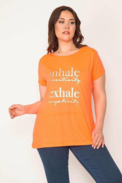 Şans Plus Size T-Shirt - Orange - Relaxed