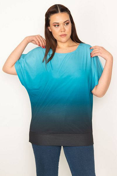 Şans Große Größen in Bluse - Türkis - Regular Fit