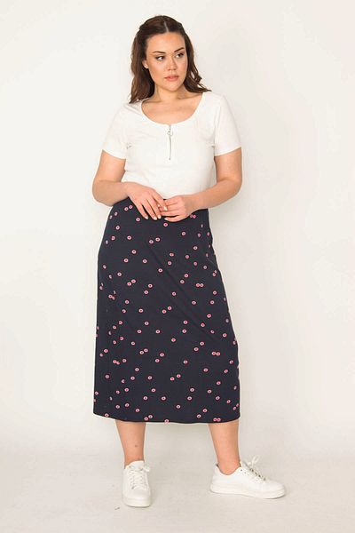 Şans Plus Size Skirt - Navy blue - Midi