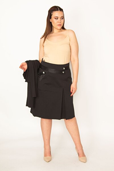 Şans Plus Size Skirt - Black - Midi