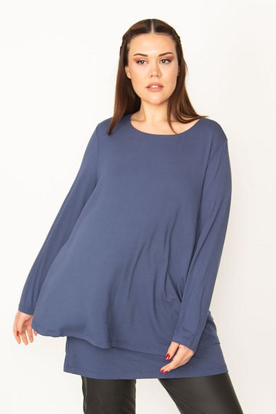 Şans Plus Size Tunic - Navy blue - Regular fit