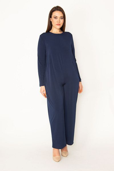 Şans Plus Size Jumpsuit - Navy blue - Relaxed fit