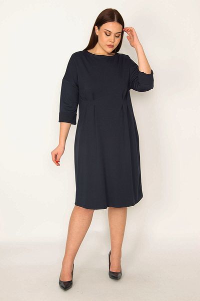 Şans Plus Size Dress - Navy blue - Basic