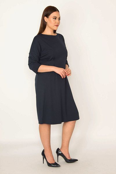 Şans Plus Size Dress - Navy blue - Basic