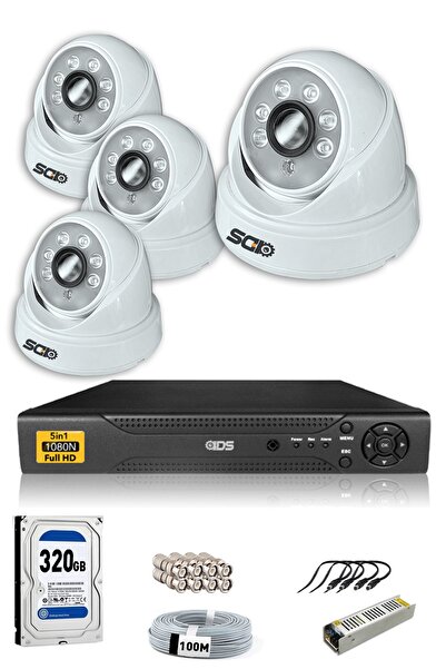 IDS 4 Kameralı Set - 5mp Lensli Fullhd Gece Görüşlü Güvenlik Kamerası Sistemi - 2028-set4-320gb