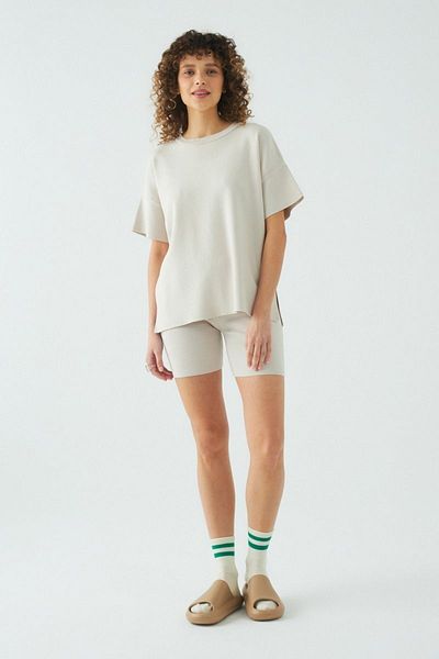 JU Beige Bikershorts mit hoher Taille
