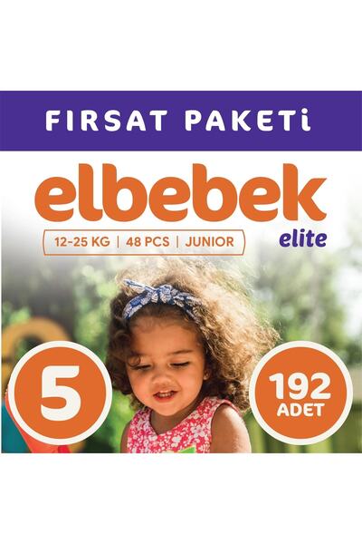 ELBEBEK ELİTE Size 5 Junior Baby Diapers - 192 Pieces