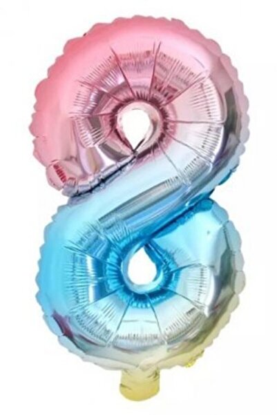 BEST PARTİ DOĞUM GÜNÜ PARTİ SÜSLERİ 8 Year Old Number Foil Balloon Rainbow Co...