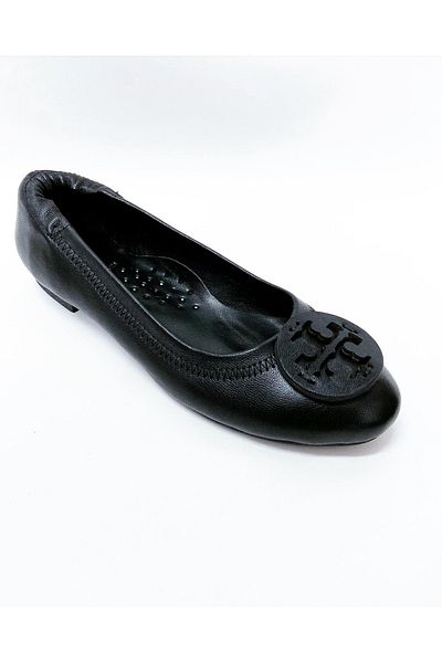 stok83 Dámské černé baleríny z pravé kůže