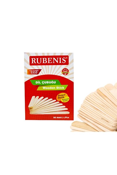 Rubenis Kutulu Ahşap Natürel Renk Dil Çubuğu 50 Li 1 Kutu