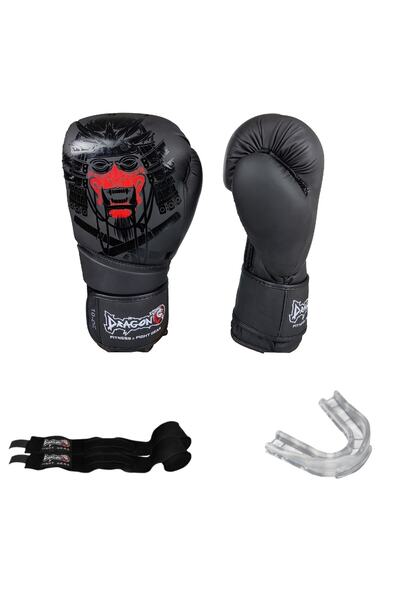 Dragondo Yakuza Kick Boks Eldiveni Boks Eldiveni Seti ,Bandaj Ve Dişlik 3’lü Set