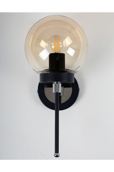 MŞ Aydınlatma Tokyo Black Chrome Honey Glass Sconce