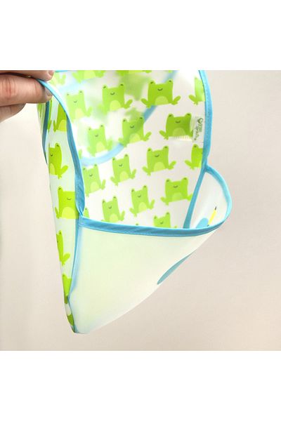 iplay 9-18months Blue Baby Boy Leakproof Eva Fabric Food Bib with Velcro and Pockets