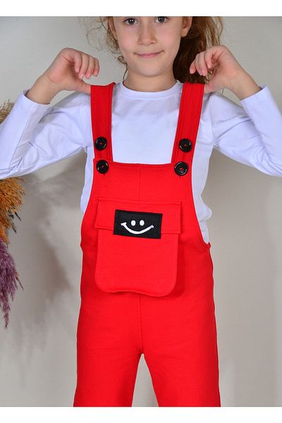 KİDSPİTİRCİK Children's Red Bag Pocket Sallopet + Badi