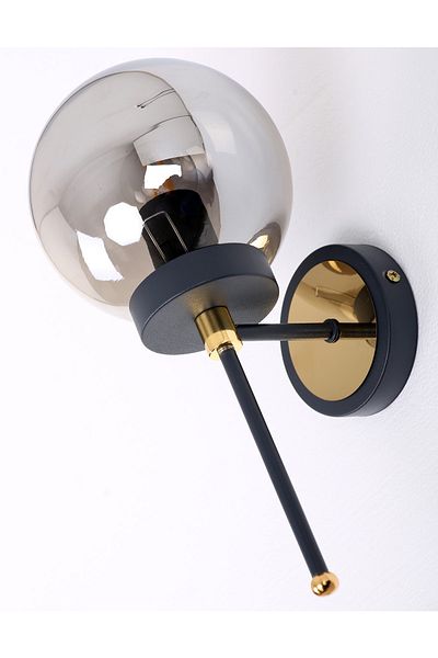 MŞ Aydınlatma Tokyo Black Gold Smoked Glass Sconce