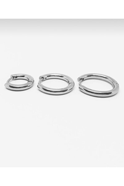 Açıkmeşe Ev Yaşam Ürünleri Silver Color Surgical Steel Hoop Earrings 3Pcs