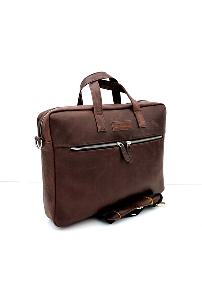 Veskemann Alex Antique Brown Genuine Leather Laptop Briefcase