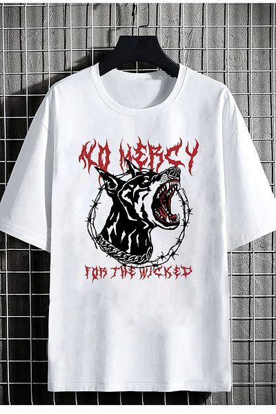 DEEPSENCE Μπλουζάκι Unisex Oversize No Mercy Μπροστινή στάμπα Λευκό